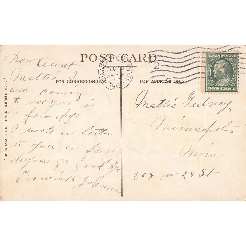 Christmas Postcard Post Card Vintage Embossed Antique 1909 & 1910 -‎ Lot Of 3